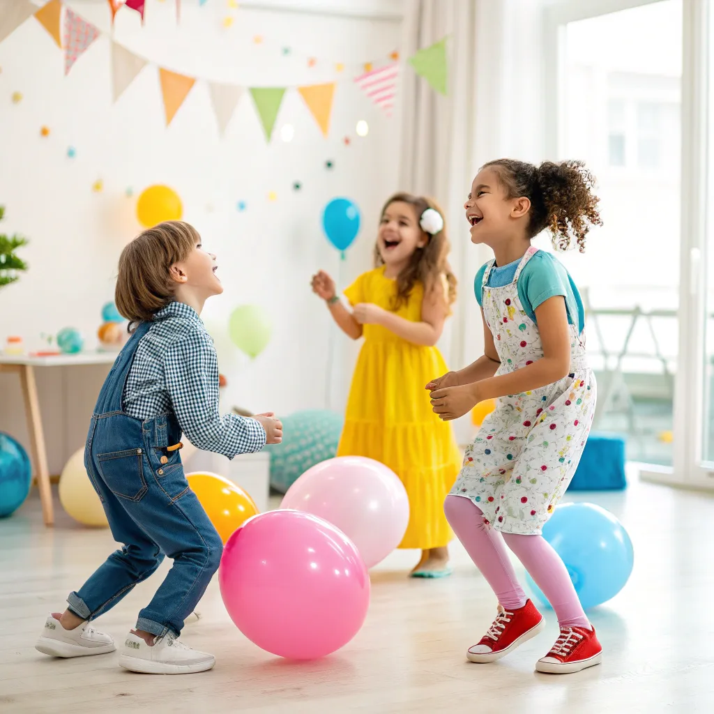 Children happily playing at a party